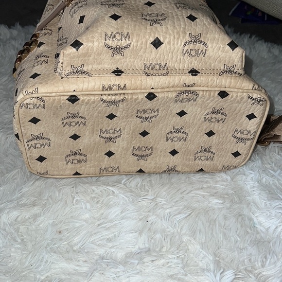 MCM Beige and Black Logo Backpack main image 13